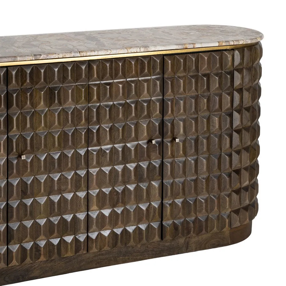 WOOD AND MARBLE SIDEBOARD 154 X 40 X 76 CM