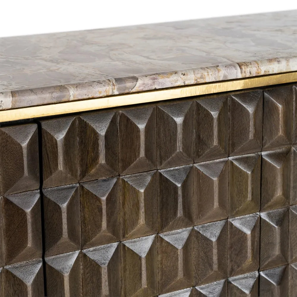 WOOD AND MARBLE SIDEBOARD 154 X 40 X 76 CM