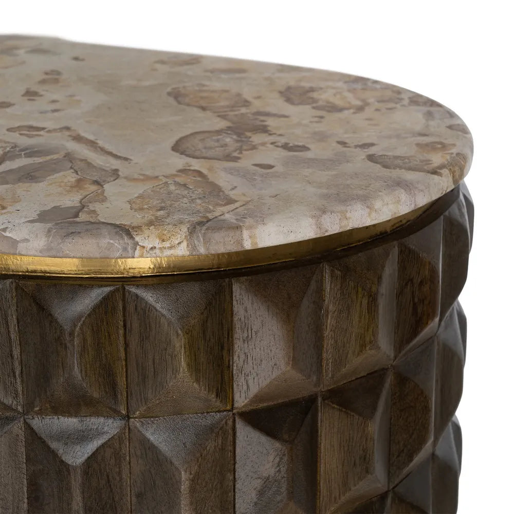 WOOD AND MARBLE SIDEBOARD 154 X 40 X 76 CM