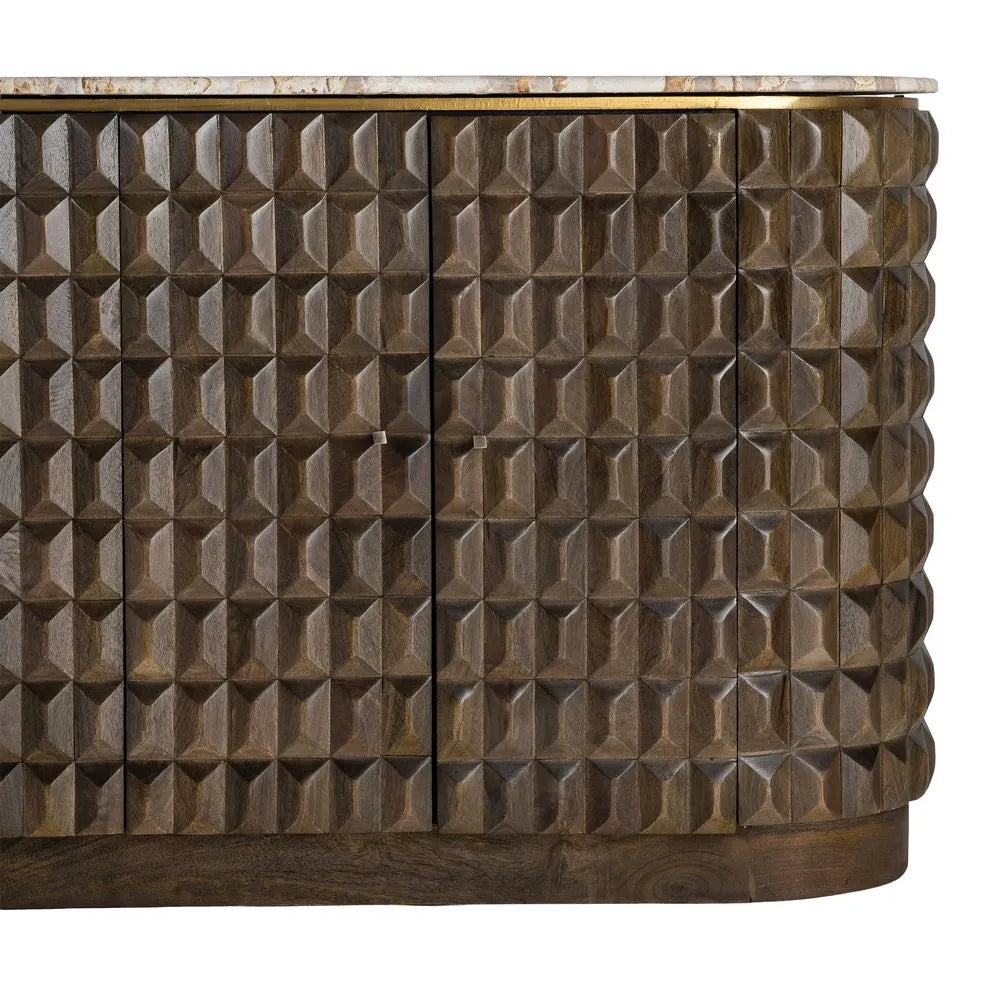 WOOD AND MARBLE SIDEBOARD 154 X 40 X 76 CM