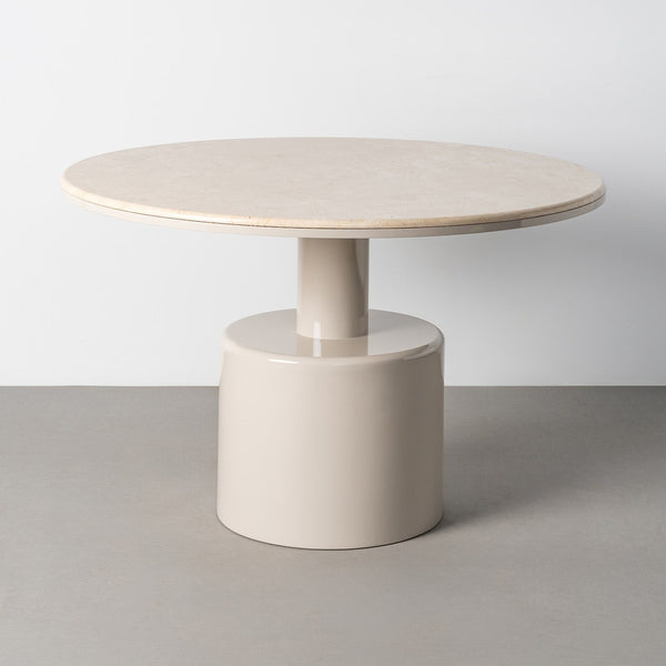 Beige Marble & MDF Dining Table 120x120x76 cm
