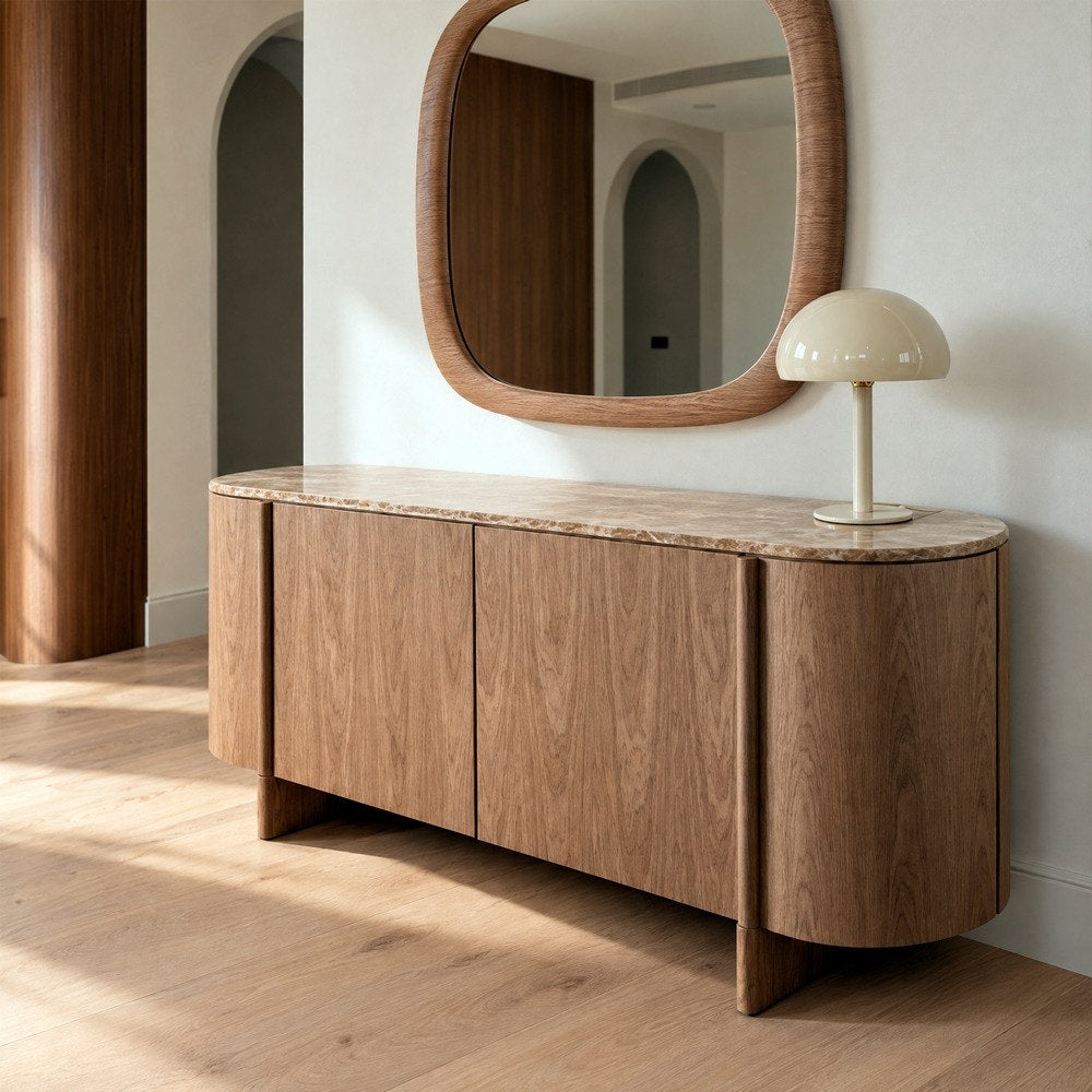 Marble & MDF Sideboard 180x52.5x77 cm - front