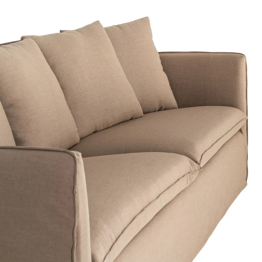 SOFA BROWN FABRIC 215 X 92 X 78 CM