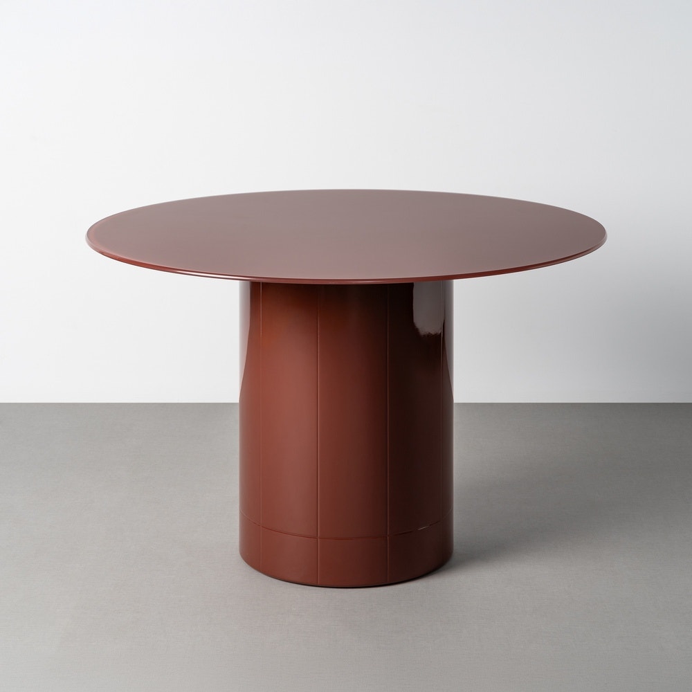 Rust MDF & Glass Dining Table 120x120x76 cm