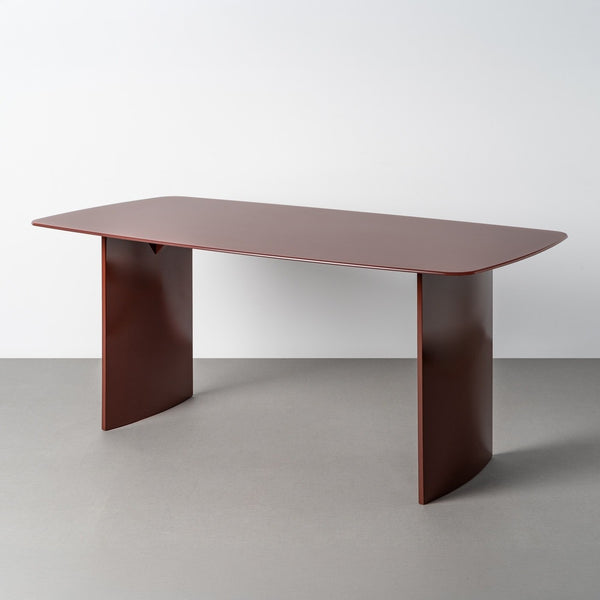 Rust MDF & Glass Dining Table 160x90x76 cm