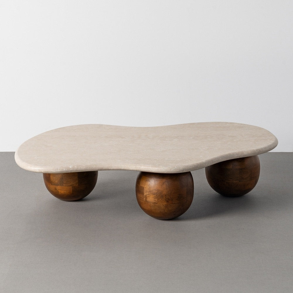 Marble & Mango Wood Coffee Table 119x81x27 cm