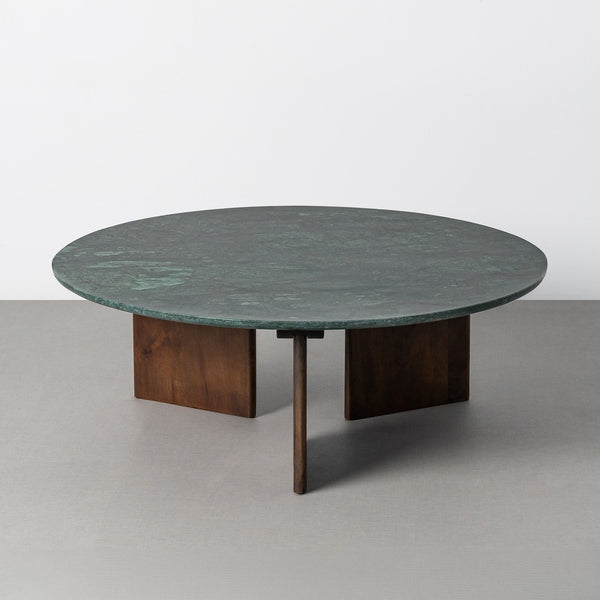 Green Natural Stone & Wood Coffee Table 100x100x35 cm