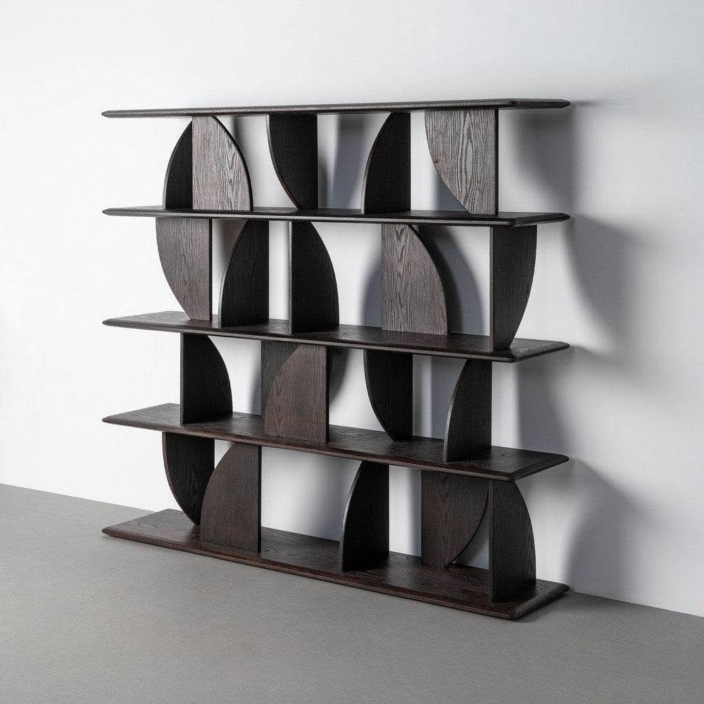 Brown Rubberwood Shelving Unit 180x38x161 cm