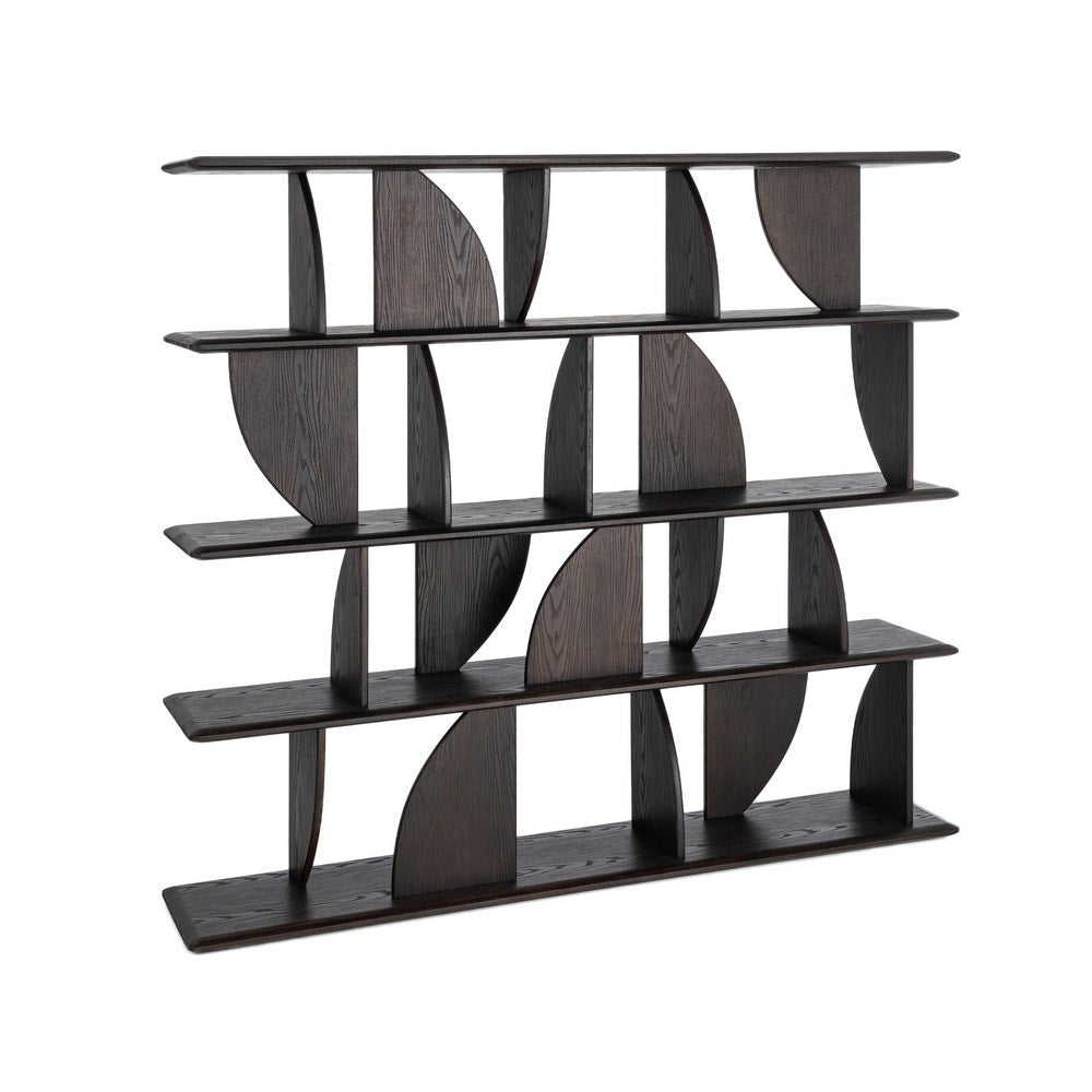 Brown Rubberwood Shelving Unit 180x38x161 cm