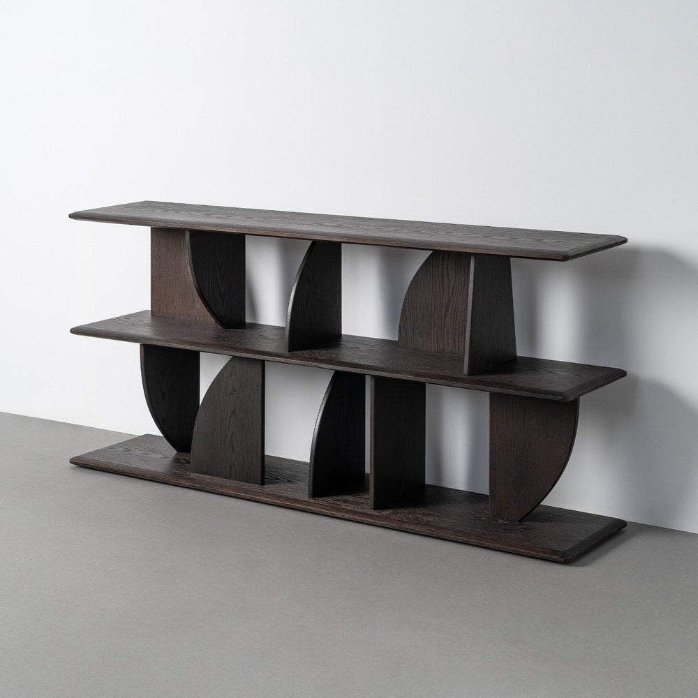 Brown Rubberwood Shelving Unit 180x38x83 cm