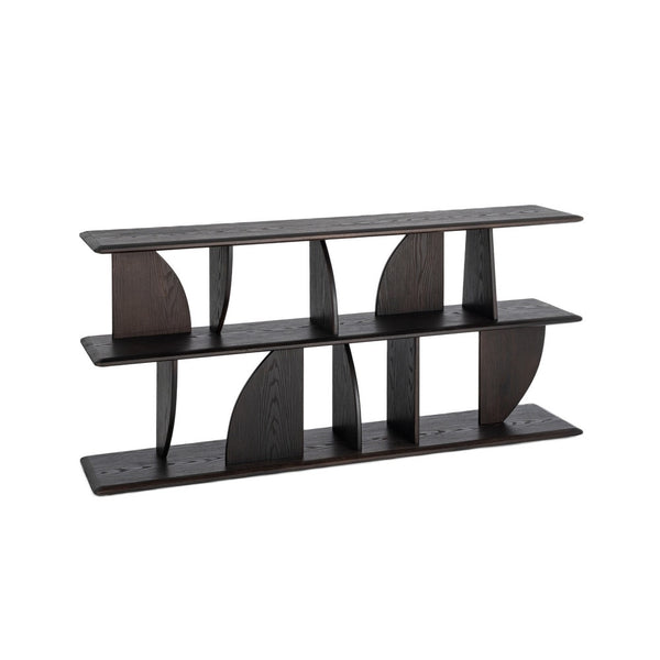 Brown Rubberwood Shelving Unit 180x38x83 cm