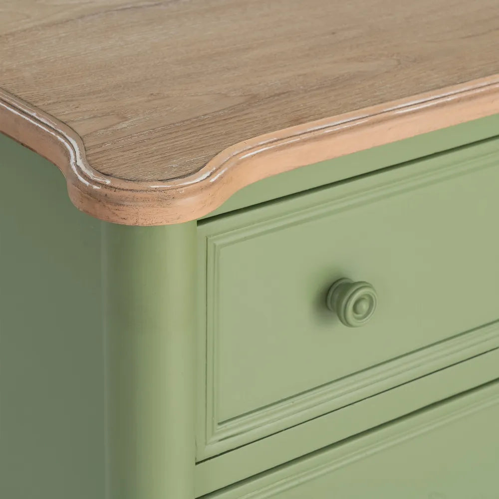 BED SIDE NATURAL-GREEN WOOD 80 X 45 X 60 CM