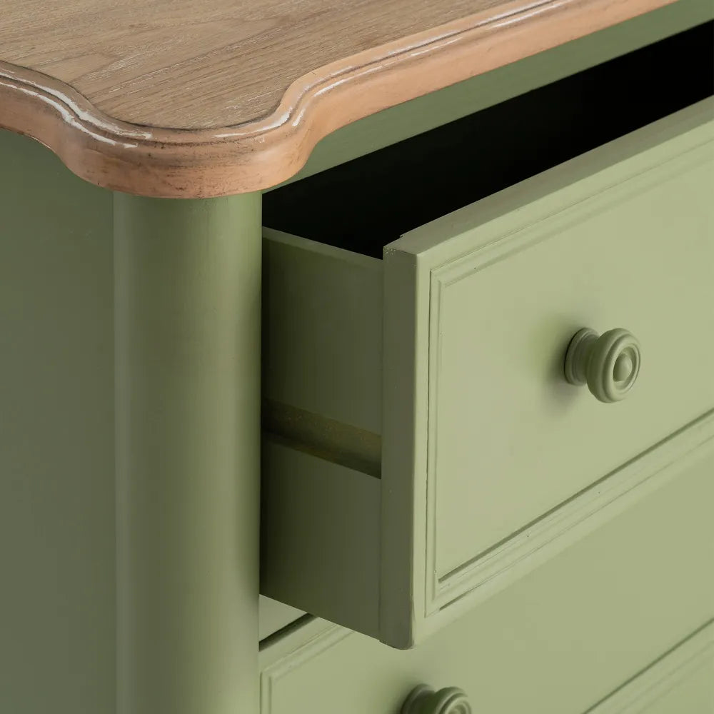 BED SIDE NATURAL-GREEN WOOD 80 X 45 X 60 CM