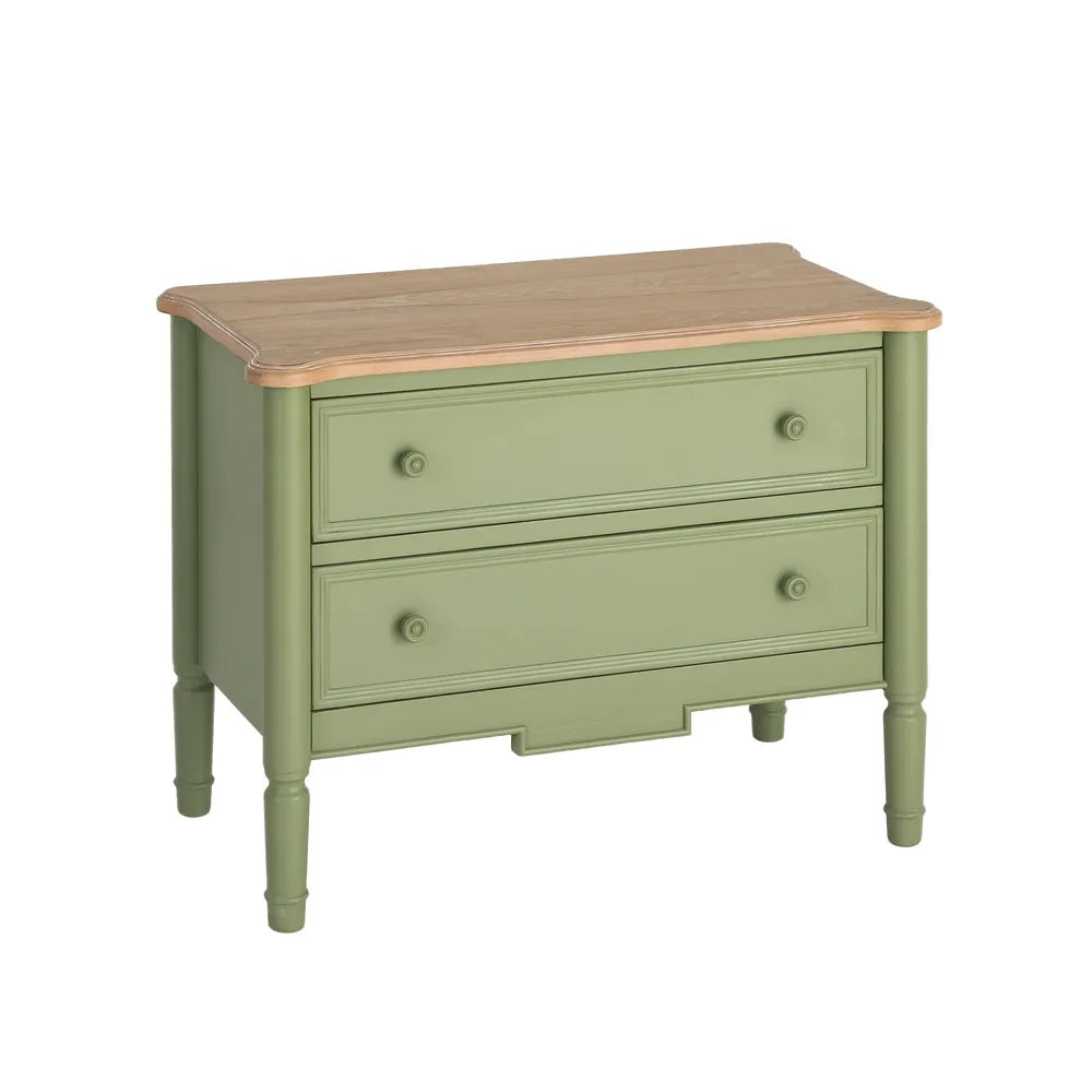 BED SIDE NATURAL-GREEN WOOD 80 X 45 X 60 CM
