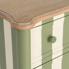 Load image into Gallery viewer, BED SIDE STRIPES GREEN-CREAM 80 X 45 X 60 CM