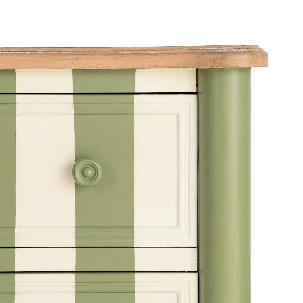 BED SIDE STRIPES GREEN-CREAM 80 X 45 X 60 CM