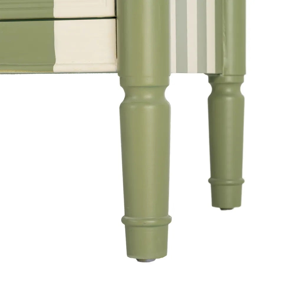 BED SIDE STRIPES GREEN-CREAM 80 X 45 X 60 CM