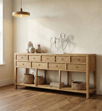 Cargar imagen en el visor de la galería, 9 DRAWERS 1 SHELF TEAK SIDEBOARD
