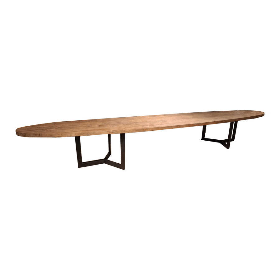Dining table oval with iron leg 600x126