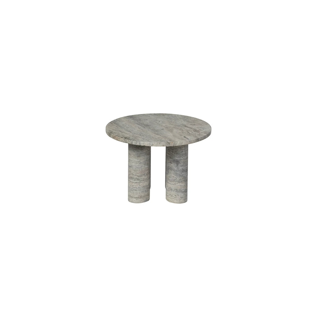 Side Table -VOLOS- Travertine Silver Size S Round