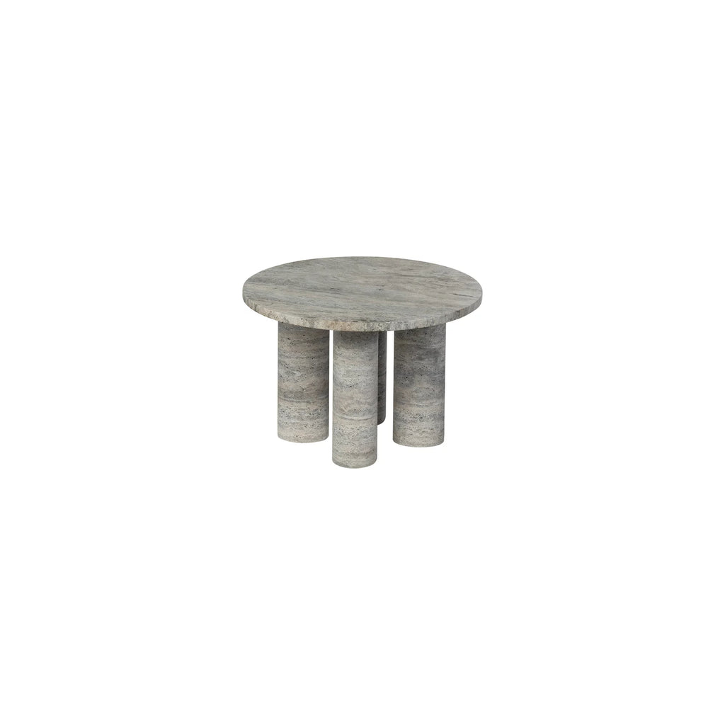 Side Table -VOLOS- Travertine Silver Size S Round