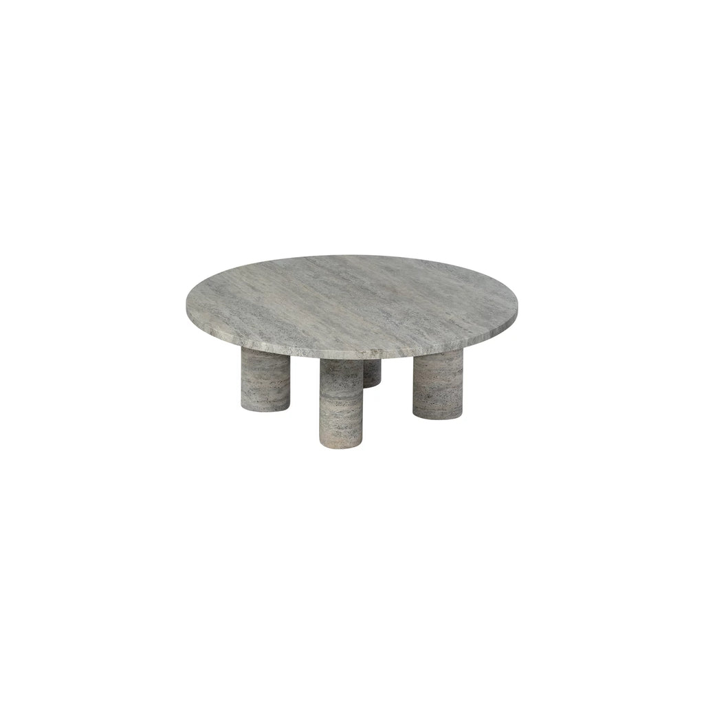 Coffee Table -VOLOS- Travertine Silver Size L Round