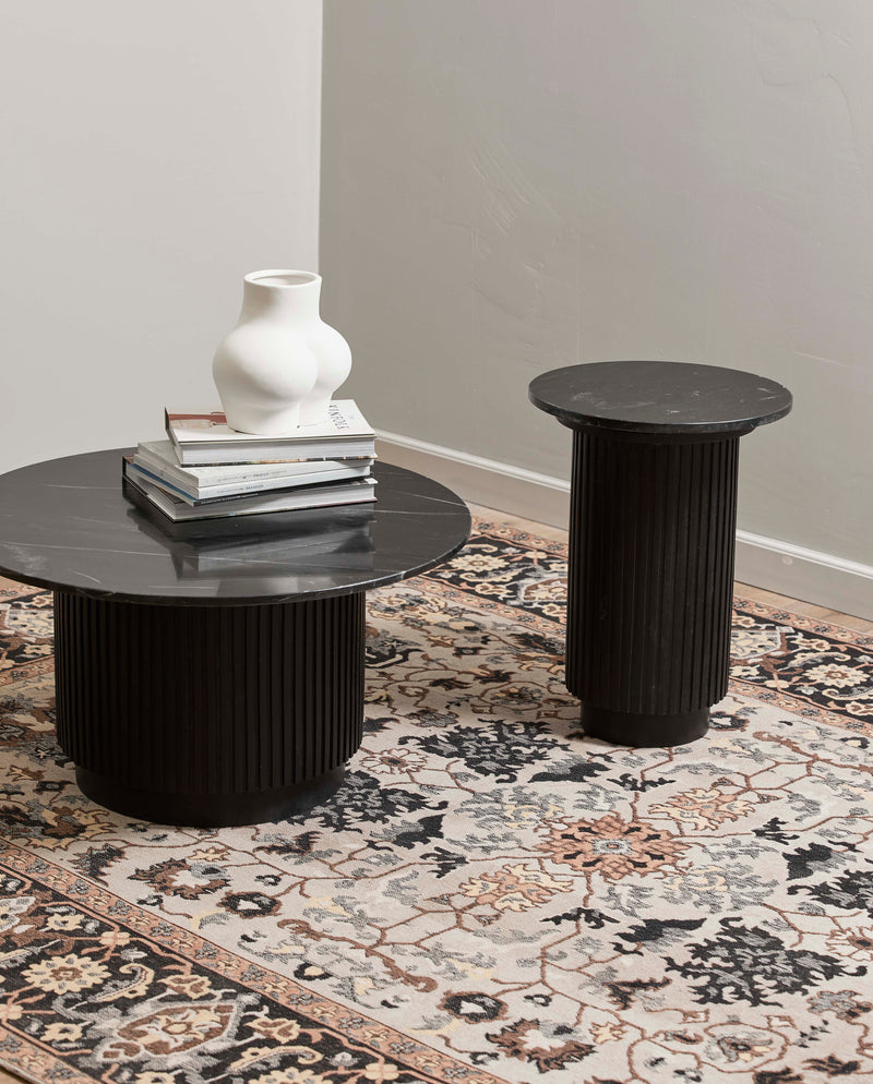 ERIE ROUND COFFEE TABLE BLACK MARBLE TO