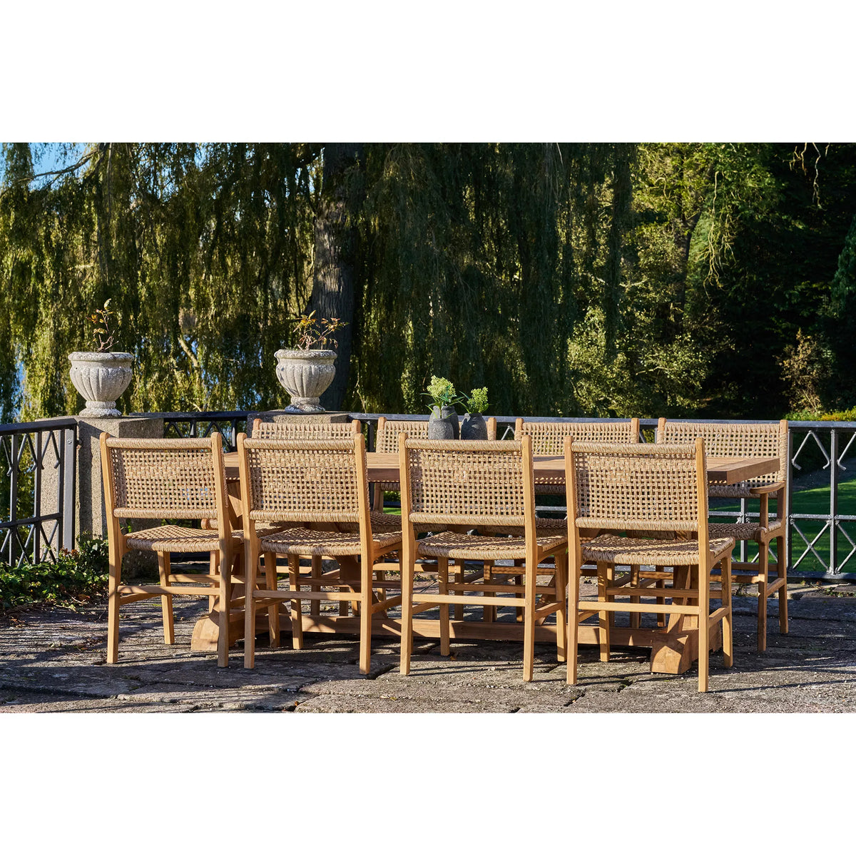 Dining Chair with armrest, teak, nature