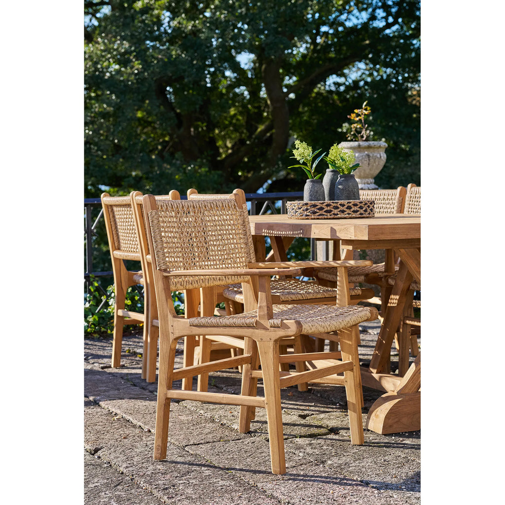 Dining Chair with armrest, teak, nature
