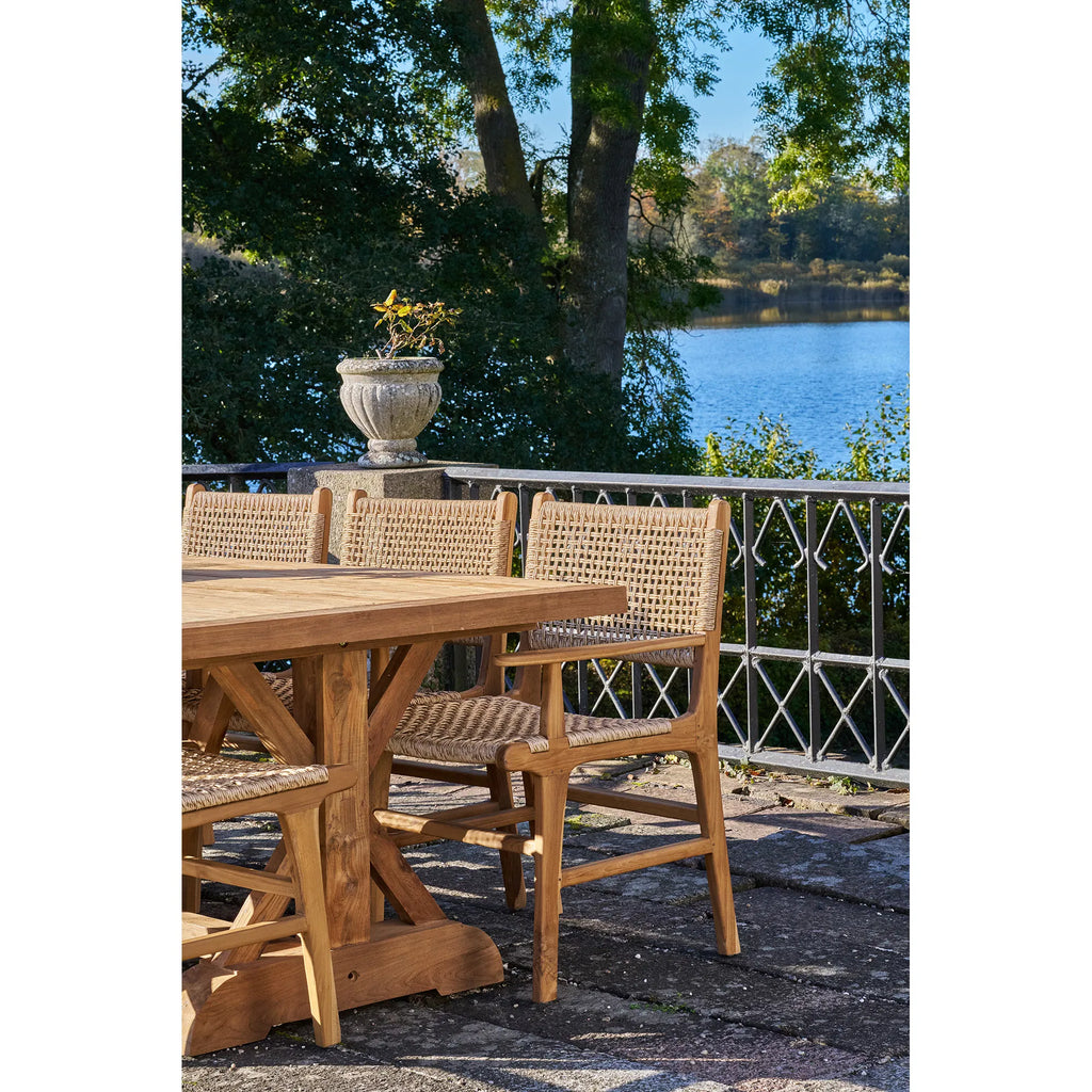 Dining Chair with armrest, teak, nature