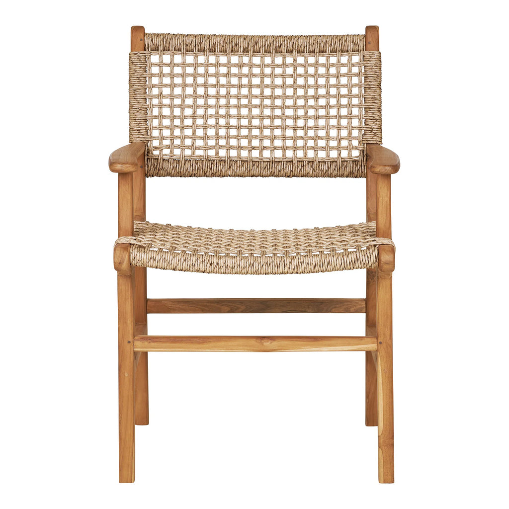 Dining Chair with armrest, teak, nature