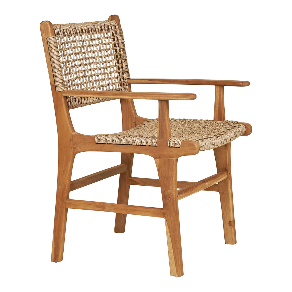 Dining Chair with armrest, teak, nature