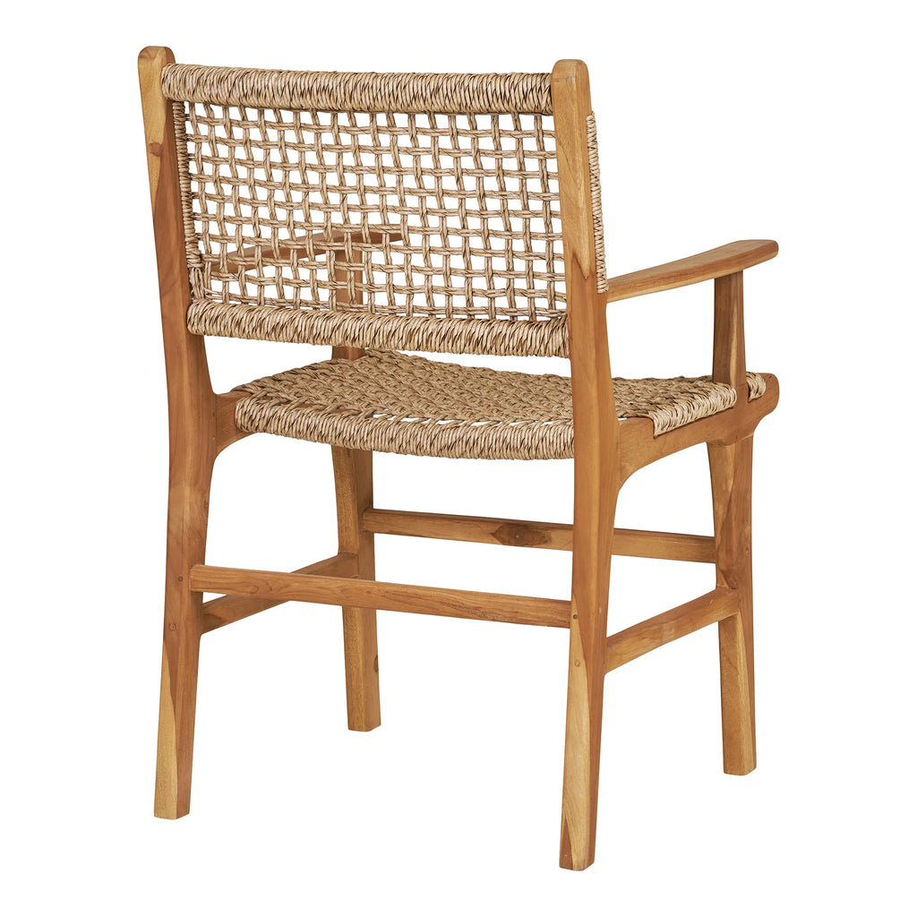 Dining Chair with armrest, teak, nature