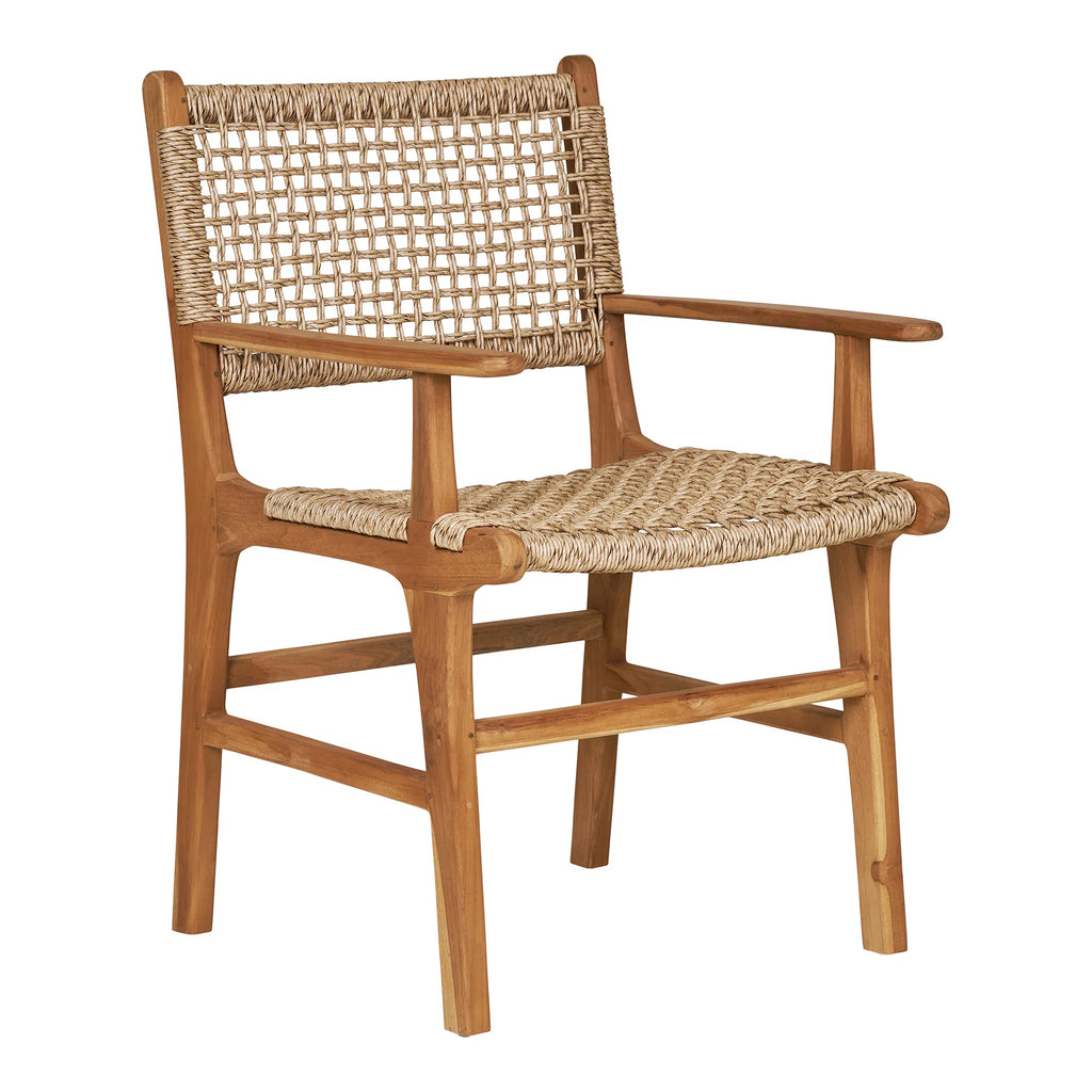 Dining Chair with armrest, teak, nature