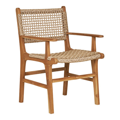 Dining Chair with armrest, teak, nature