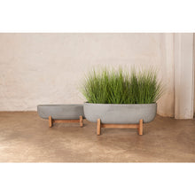 Charger l&#39;image dans la galerie, Pot Cement Rustic W/Wooden Legs S/2 75x24x21,64x19x15