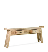 Load image into Gallery viewer, CARVED TEAK 2 DRAWERS CONSOLE TABLE