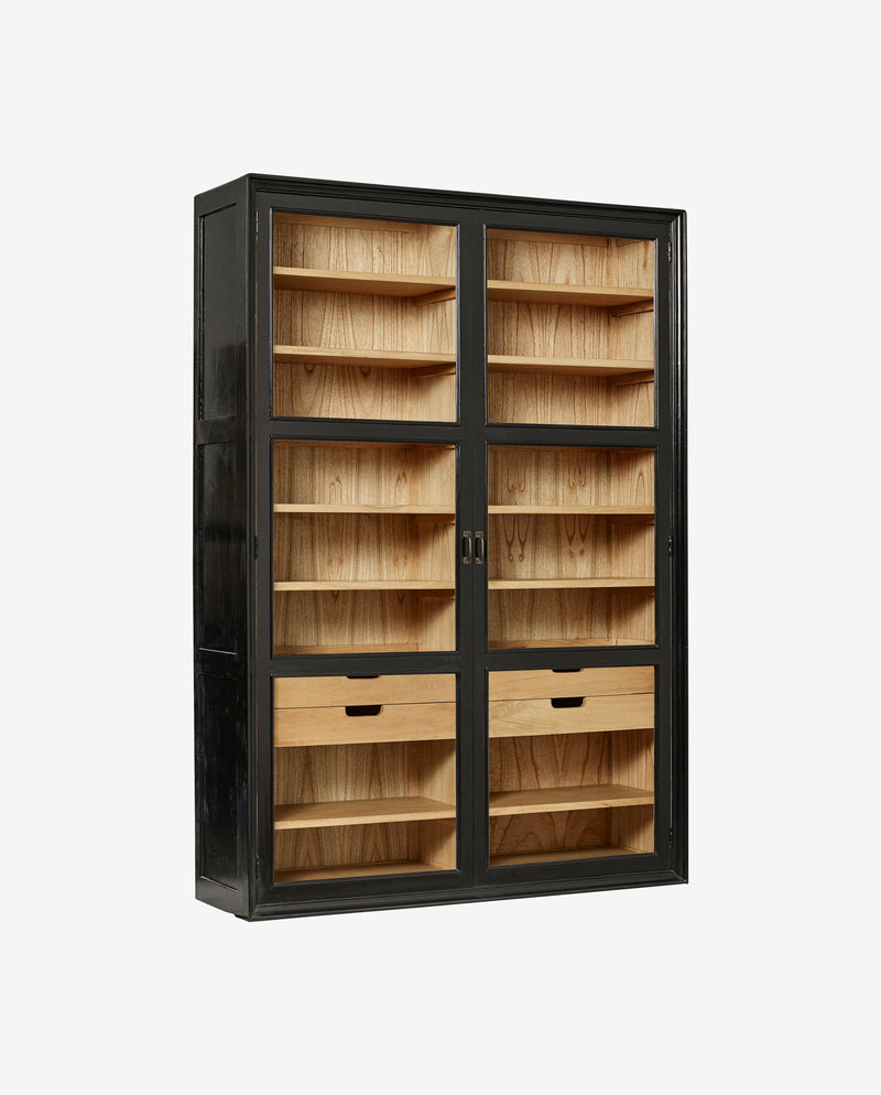 VIVA CABINET W/GLASS DOORS+DRAWERS BLACK