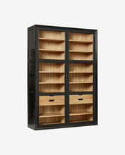 Laden Sie das Bild in den Galerie-Viewer, VIVA CABINET W/GLASS DOORS+DRAWERS BLACK