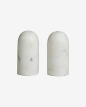 Load image into Gallery viewer, SUMAK SALT/PEPPER SHAKERS, WHITE MARBLE