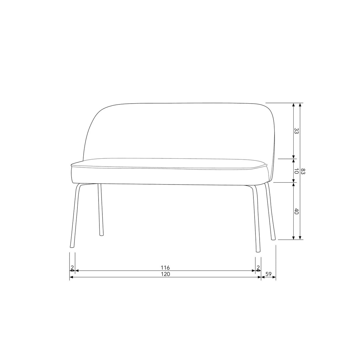 VOGUE DINING BENCH VELVET KHAKI