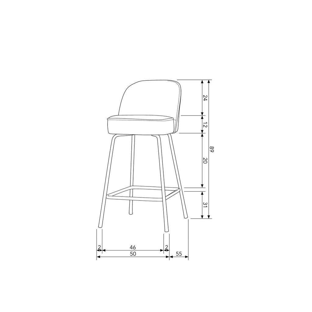 VOGUE BARSTOOL 65CM ECOLEATHER COGNAC