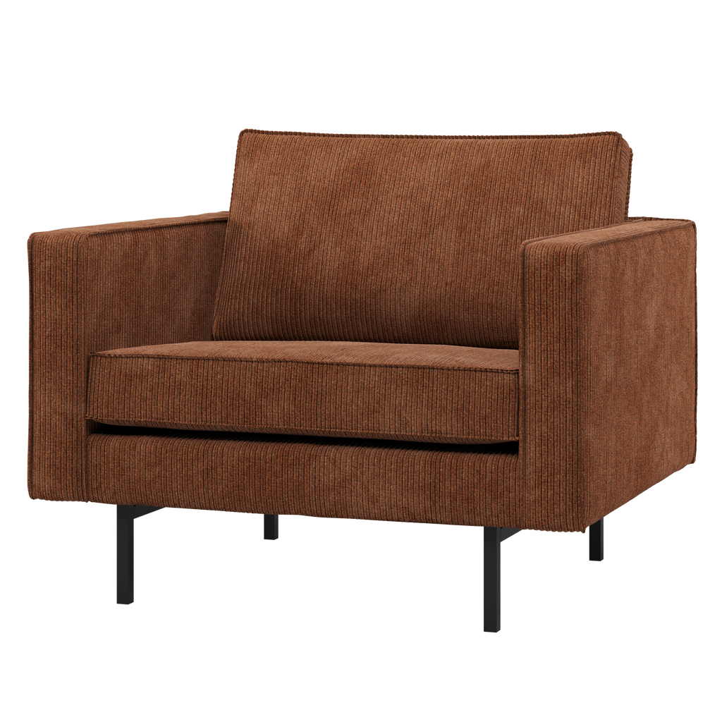 RODEO ARMCHAIR RIB FABRIC RUST BROWN