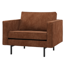 Laden Sie das Bild in den Galerie-Viewer, RODEO ARMCHAIR RIB FABRIC RUST BROWN
