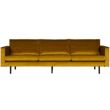 Laden Sie das Bild in den Galerie-Viewer, RODEO SOFA 3-SEATER VELVET OCHRE YELLOW