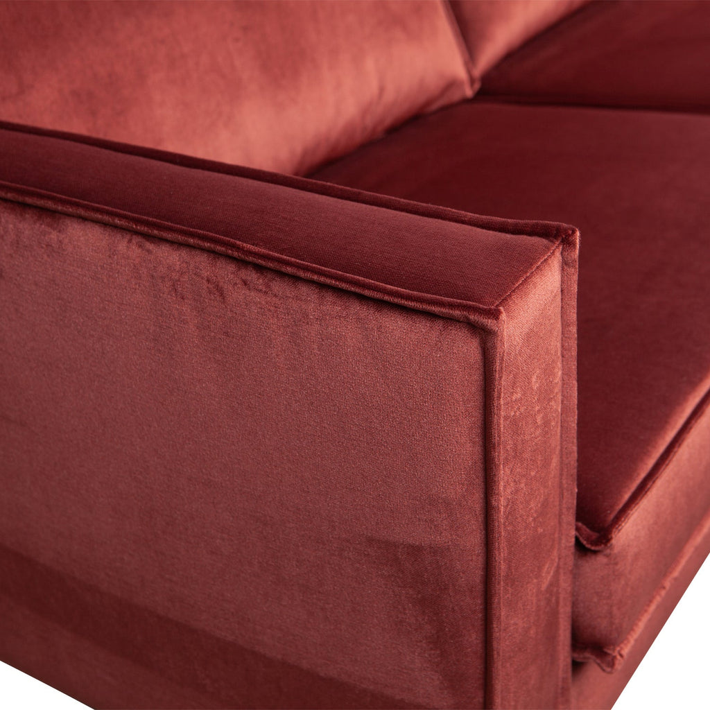 RODEO CORNER SOFA RIGHT VELVET CHESTNUT BROWN