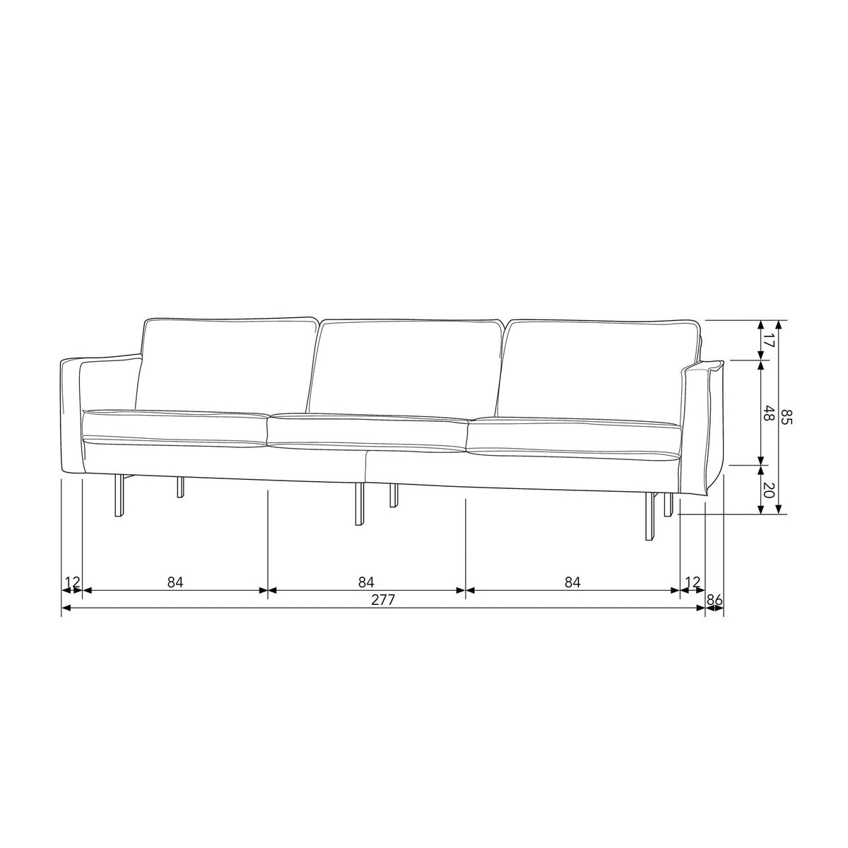 RODEO SOFA 3-SEATER VELVET DARK GREEN
