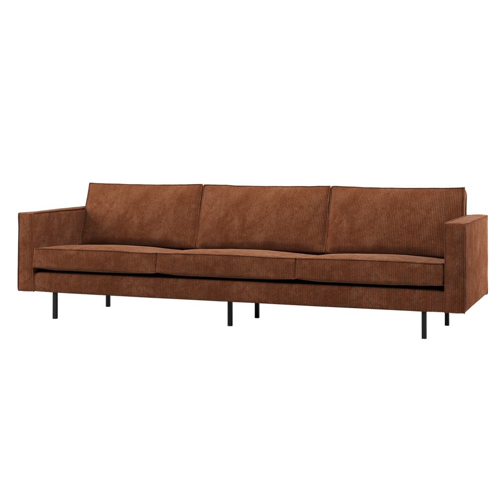 RODEO SOFA 3-SEATER RIB FABRIC RUST BROWN