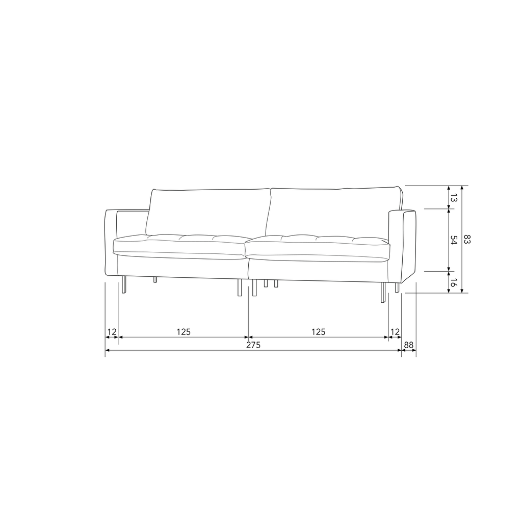 RODEO CLASSIC 3-SEATER SOFA VELVET BLUE