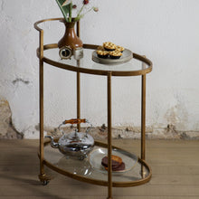 Laden Sie das Bild in den Galerie-Viewer, PUSH TROLLEY METAL ANTIQUE BRASS